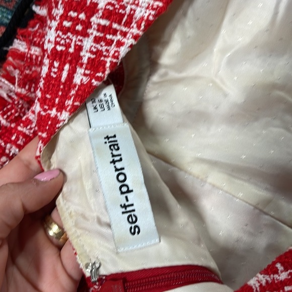 NWT self-portrait Boucle Cut Out Mini Dress in Red size US 6/ UK 10 - Picture 9 of 9